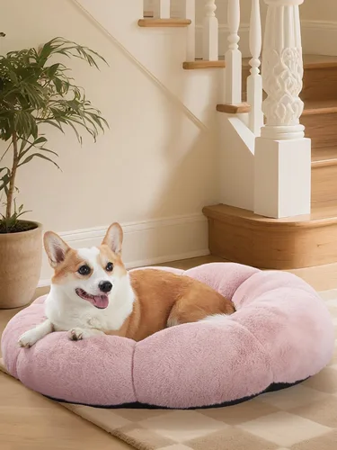Miniatura 9 de OhGeni Cama calmante para perros y gatos de 20 pulgadas en forma de dona para mascotas pequeñas, cálida y cómoda, esponjosa, duradera, lavable a