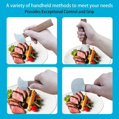 Miniatura 3 de Cuchillo basculante, equipo adaptativo con una mano, cuchillo Ulu, curvado para cortar alimentos en lata y cuenco, ideal para uso con una sola mano