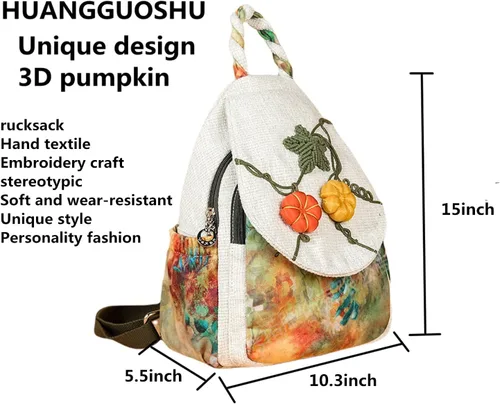 Miniatura 93 de HUANGGUOSHU Mochila de algodón tejida de algodón bohemio con bordado de lona estilo bohemio con múltiples bolsillos retro linda mochila cartera