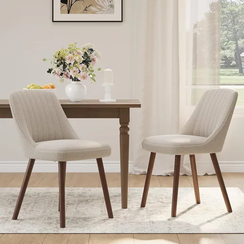 Miniatura 12 de MALOL Juego de 2 sillas tapizadas para comedor, sillas modernas de tela para cocina con respaldo, patas de madera para cocina, comedor, restaurante