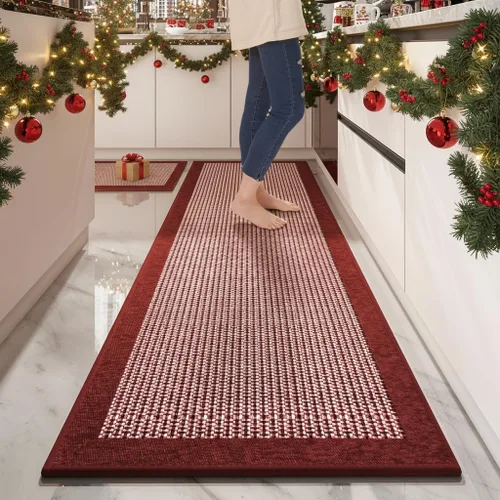 Miniatura 7 de PADOOR Juego de 2 alfombras de cocina antideslizantes, extra grandes de 2.5 x 6 pies + 20 x 32 pulgadas, para suelo de cocina, antideslizante