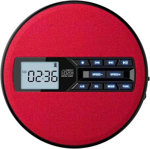 Miniatura 9 de Reproductor de CD portátil con altavoces, reproductor de CD personal recargable para automóvil y hogar, pequeño reproductor de música de tela