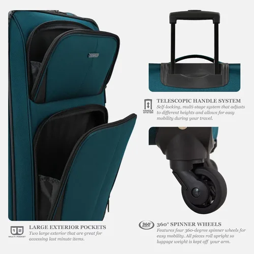 Miniatura 5 de U.S. Traveler Aviron Bay - Equipaje extensible con ruedas giratorias, Color verde azulado.), US08125E23