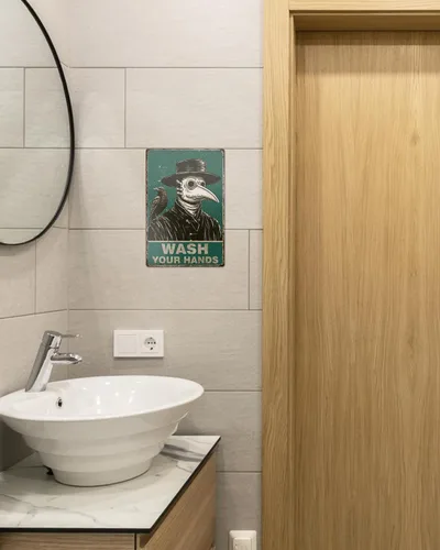 Miniatura 2 de ALKB Decoración Gótica del Doctor de la Peste para el Baño 8x12" – "LAVATE LAS MANOS" – Decoración de Terror Gótico, Recordatorio de Lavado de Manos