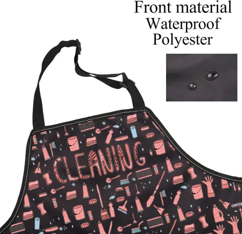 Miniatura 3 de FUSTMW Delantal con bolsillos, regalo de limpieza de casa, talla única, multicolor, moda, mujer (uso profesional y doméstico)