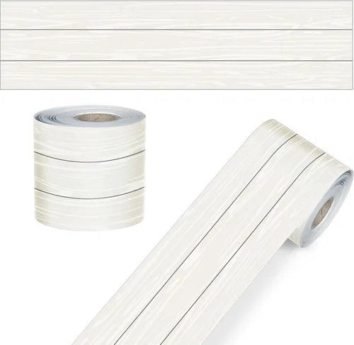 Carson Dellosa Farmhouse 65 pies de bordes para tablón de anuncios de grano de madera blanca, 1 rollo de ribete rústico para pizarra enrollable,