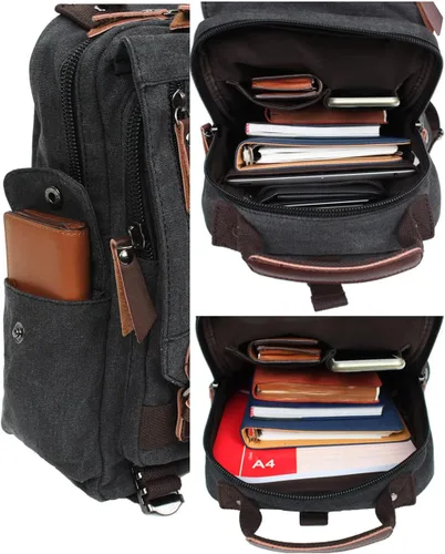 Miniatura 6 de Mygreen bolsa cruzada de lona, mochila de viaje