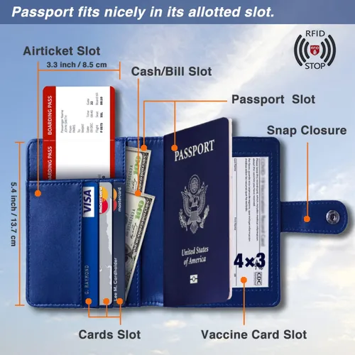 Miniatura 2 de EUEHIE Portatarjetas de pasaporte y vacuna, con combo de tarjeta de vacuna