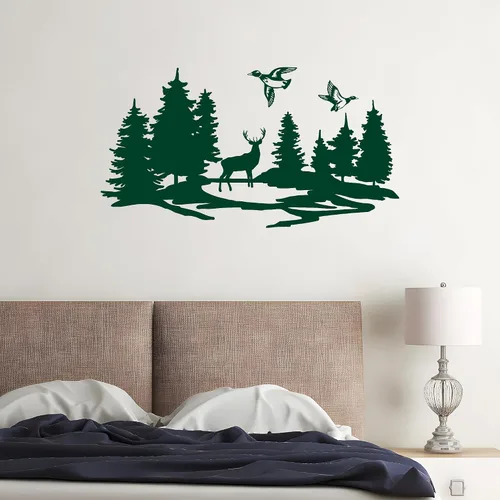 Miniatura 3 de Vinilo adhesivo para pared, diseño de silueta de patos, ciervos, bosque, caza, hobby, decoración grande (g8643), color negro