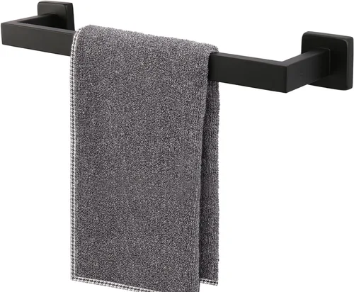 TocTen Toallero de Baño - Base Cuadrada Engrosada SUS304 Barra de Toallas de Acero Inoxidable para Baño, Accesorios de Baño Varilla de Toallas Negro