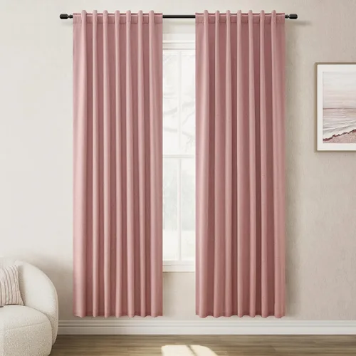 Miniatura 29 de BOODII Cortinas de lino 100% opacas para dormitorio de 102 pulgadas de largo, con aislamiento térmico, oscurecimiento de la habitación, cortinas