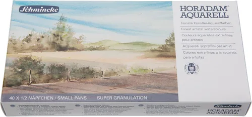 Miniatura 2 de Schmincke - HORADAM® AQUARELL, surtido completo de 40 medios recipientes de acuarelas de granulación súper fuerte, 74 440 097, caja de metal