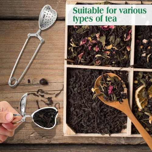 Miniatura 4 de Roshtia Infusor de té de corazón para difusores de té de hojas sueltas, filtros de acero inoxidable, cuchara para regalo de fiesta en el hogar, 50