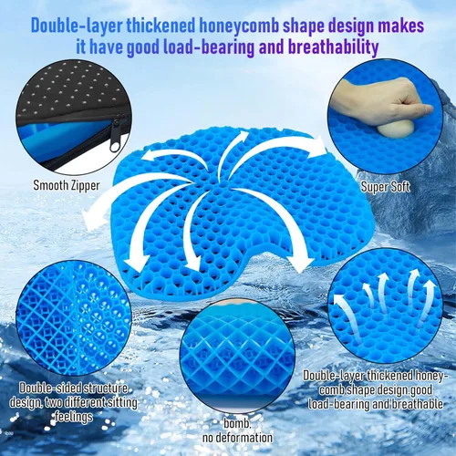 Miniatura 3 de Cojín de asiento de kayak, asiento de kayak de gel grueso antideslizante impermeable, almohadilla de goma portátil para remo de canoa para estadio