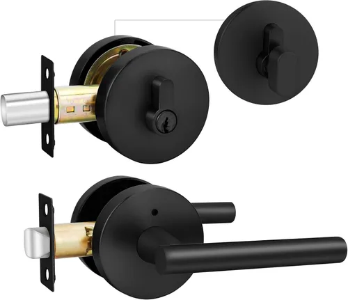 Miniatura 44 de Goldenwarm - Paquete de 1 picaporte negro inactivo de una sola cara, con tirador de puerta de extracción mate, resistente, para armario o despensa