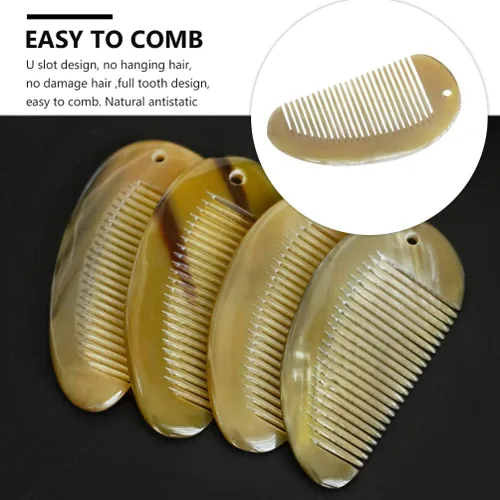 Miniatura 6 de Healifty Peine de cuerno de yak para cabello de dientes anchos, peine desenredante para cabello y barba, peine natural sin estática, para mujeres