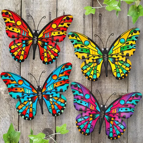 Miniatura 11 de Decoración de Pared de Mariposa de Metal - Arte Decorativo de Pared para Valla Exterior de 9,6", Decoración Colgante para Jardín y Patio, Sala