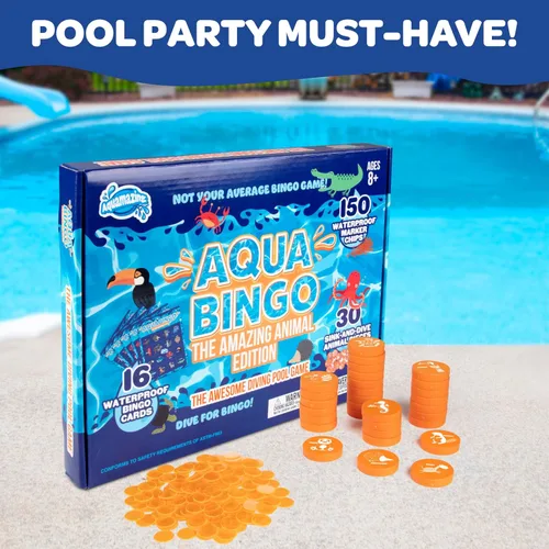 Miniatura 7 de Juego de buceo de bingo en la piscina para niños, juguete de edición divertida para fiesta de verano, bucea y llama 30 "números" con temática