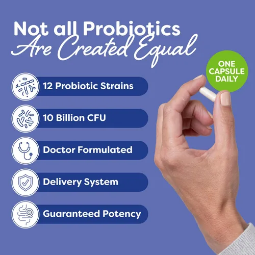 Miniatura 2 de Probulin Suplemento probiótico de cuidado diario, cápsulas de apoyo para la salud digestiva, intestinal e inmune para hombres y mujeres, 10 mil