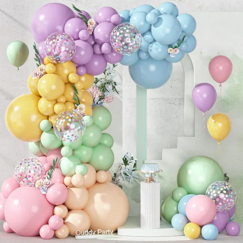 Miniatura 21 de Ouddy Party Juego de 149 guirnaldas de arco de globos azules y blancos de diferentes tamaños de 18, 12, 10 y 5 pulgadas, 6 globos plateados de Azul
