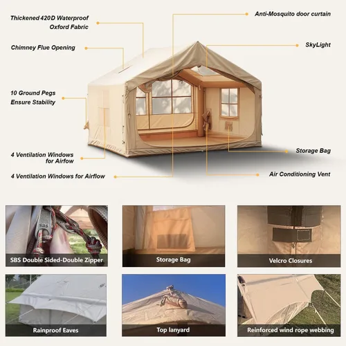 Miniatura 7 de SENLEETO Tiendas inflables para acampar, gran tienda de camping inflable con bomba manual, tiendas inflables fáciles de montar para 4-6 personas