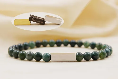 Miniatura 24 de Pulseras de cuentas personalizadas, Pulsera de piedras preciosas de 0.236 in, Pulsera grabada con láser, Pulsera de piedra natural, Pulseras unisex