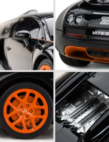 Miniatura 5 de RASTAR Auto RC 1:24 Bugatti Veyron 16.4 Grand Sport Vitesse Radio Control Remoto Racing Toy Car Model Vehicle, Negro/Naranja