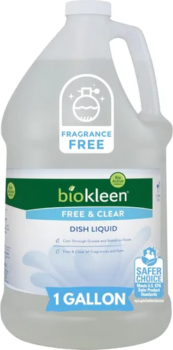 Biokleen Free & Clear Jabón para Trastes - Líquido para Platos, Limpiador para Lavar Platos, Ecológico, No Tóxico, a Base de Plantas, Sin Fragancia