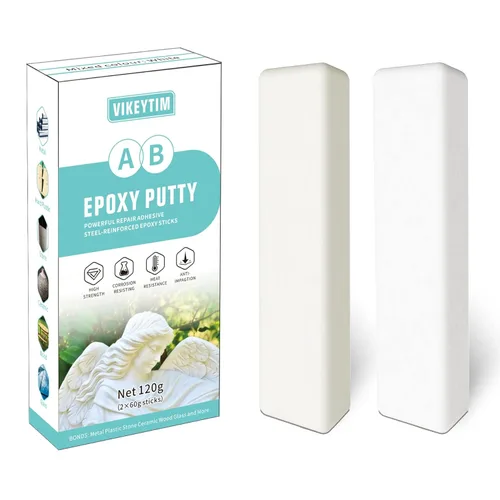 Masilla epoxi, 120g de reparación rápida de fugas, masilla epoxi para plástico, cerámica, acrílico, metal, piedra, madera, vidrio (blanco)