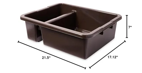 Miniatura 3 de Rubbermaid Commercial Products Caja Utilitaria/Recipiente Dividido Estándar de 7 Galones de Plástico Marrón para Lavado de Platos/Vasos/Cuencos