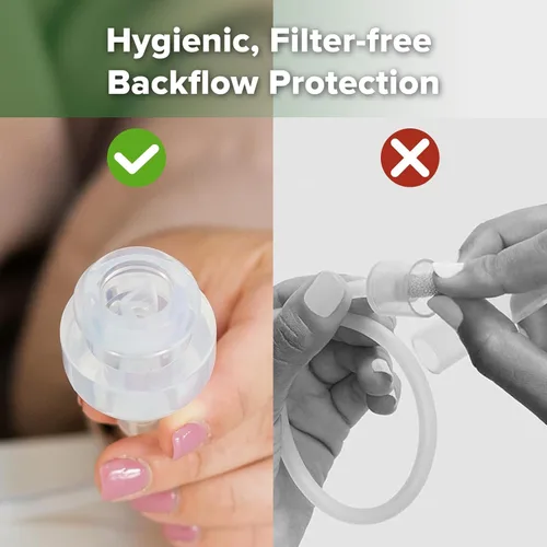 Miniatura 5 de haakaa Aspirador nasal de silicona para bebé – Lechón de nariz de bebé, aspirador nasal de cuello de cisne con válvula anti-retorno, limpiador