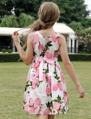 Miniatura 3 de Vestido de verano para niña, de algodón, con diseño floral