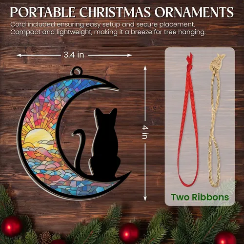 Miniatura 3 de AXIARA Adornos Navideños Regalos para Amantes de los Gatos - Adorno Navideño de Doble Capa para Decoraciones del Árbol - Regalos para Amantes