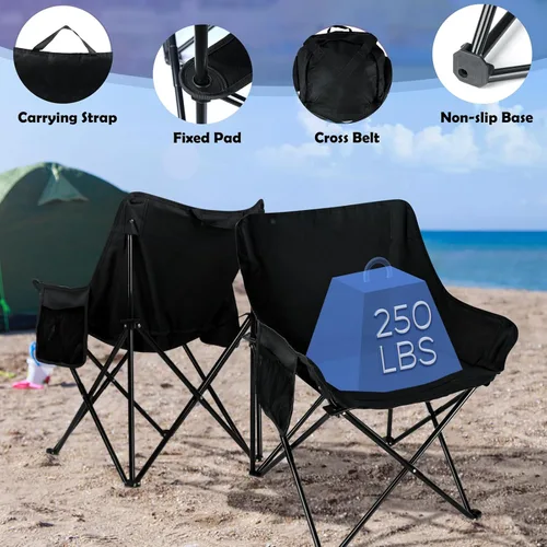 Miniatura 5 de HaSteeL Silla de camping para adultos, juego de sillas portátiles plegables compactas con bolsillos laterales para pesca al aire libre, senderismo