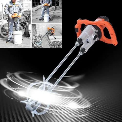 Miniatura 2 de Mezclador eléctrico de mortero de hormigón, 1800 W, portátil, de doble paleta, mezclador de concreto para taladro con 2 velocidades, agitador