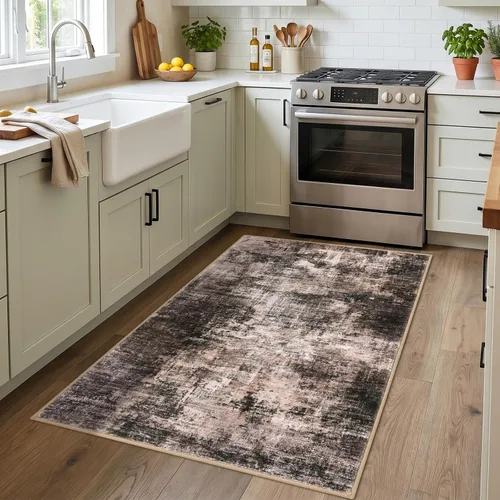Miniatura 1144 de IOHOUZE Alfombra abstracta lavable de 3 x 12 pies para pasillos, antideslizante para cocina, camino de entrada de lana sintética para interiores