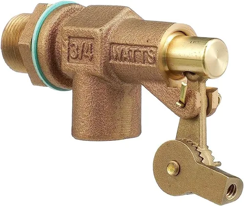 Miniatura 5 de Watts Serie ST750 Válvula de flotador de servicio estándar de bronce de 3/4", entrada y salida NPT macho, brida mecanizada, brazos dentados, sellos