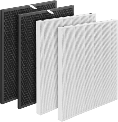 116130 Filtro de repuesto H compatible con purificador Winix 5500-2 y modelos AM80, 2 juegos incluyen 2 filtros + 2 filtros de carbón activado