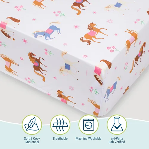 Miniatura 3 de Wildkin Juego de sábanas tamaño individual – Microfibra suave, sábana bajera y sábana superior, funda de almohada – Caballos