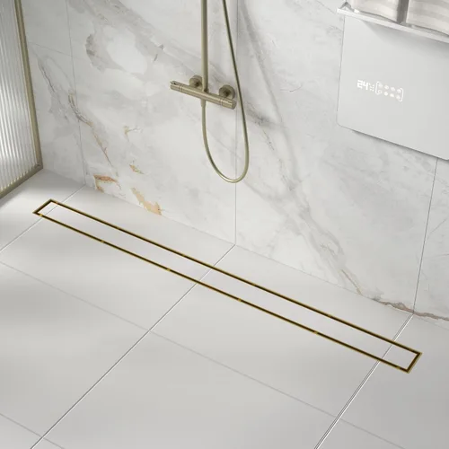 Miniatura 19 de Drenaje de ducha lineal de 12 pulgadas, drenaje de piso cepillado con rejilla de inserción de azulejos y colador de cabello, baño de acero