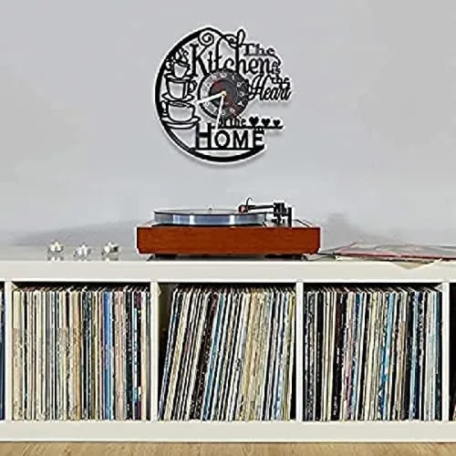 Miniatura 3 de Reloj de pared de cuarzo silencioso para cocina, corazón, hogar, vinilo, grabador, diseño, cocina, pared, silencioso, números arábigos