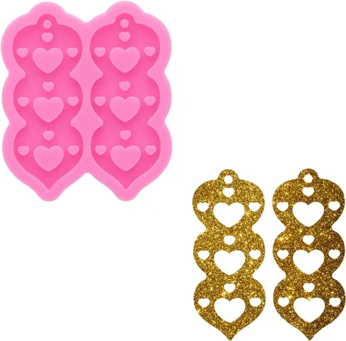 Miniatura 8 de Molde de aretes de resina de corazón para el día de San Valentín con agujero, moldes de resina de silicona, moldes de resina epoxi para mujer, 423.6