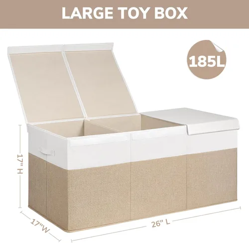 Miniatura 2 de INDRESSME Caja de juguetes extra grande de 185L, organizador de almacenamiento de juguetes, contenedores de almacenamiento plegables con tapas, baúl