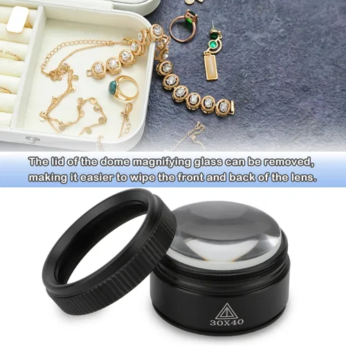Miniatura 6 de Rongon Lupa portátil de lectura de bolsillo 30X, lupas ópticas, mini lupa de escritorio, microscopio de bucle, lente de lupa para joyero, sellos