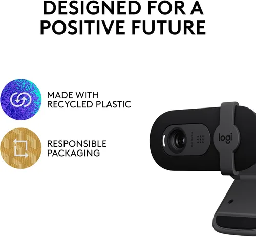 Miniatura 8 de Logitech Brio 101 Full HD 1080p - Cámara web para reuniones, transmisión, computadora de escritorio, portátil, PC, micrófono integrado, obturador