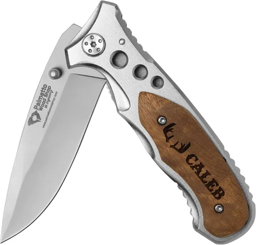 Palmetto Wood Shop Regalos para él, cuchillo de bolsillo personalizado grabado con láser, regalos para marido, papás, día del padre, San Valentín,