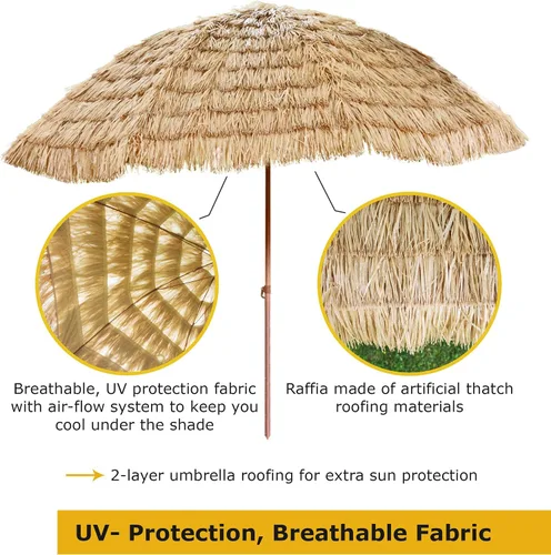 Miniatura 3 de FOREVER BAMBOO Tiki Thatch - Sombrilla de playa y patio – Palapa estilo hawaiano con protección UV