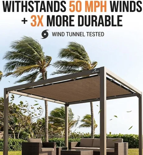 Miniatura 3 de FAIR WIND - Tela para Sombra 90% de Protección Solar, Pantalla de Privacidad, Cobertura para Toldo de Patio con Ojales, Malla para Sombra para Moca