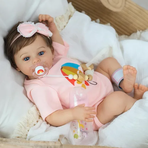 Miniatura 2 de SCOM Muñecas realistas de bebé Reborn – Meadow - Muñecas realistas de 18 pulgadas para niña recién nacida, cuerpo de tela, extremidades de vinilo