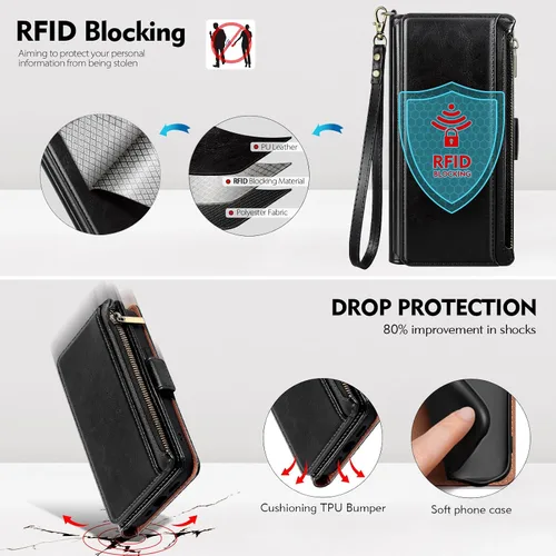 Miniatura 5 de Antsturdy Funda para Samsung Galaxy S22 Ultra 5G con tarjetero para mujeres y hombres, funda para teléfono Galaxy S22 Ultra 5G, bloqueo RFID, piel